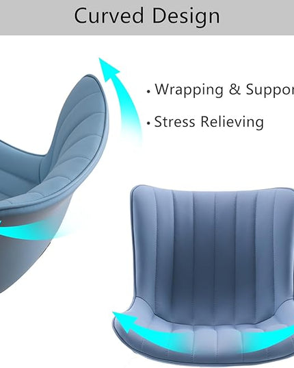 YOUNIKE Armless Office Chair with Wheels Swivel Leather Desk Chair, Upholstered Adjustable Computer Task Chair, Modern Rolling Gaming Chair Mid Back, Blue - LeafyLoom