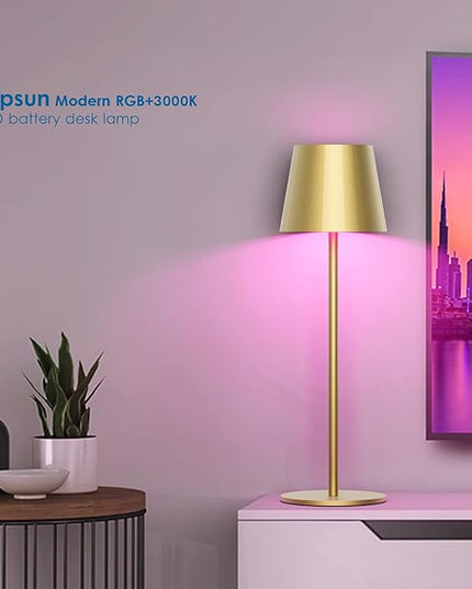 Aipsun Cordless Table Lamp 2 Pack Modern LED Rechargeable Battery Operated Table Lamp Waterproof Stepless Dimming Touch Lamp for Home/Outdoor - LeafyLoom