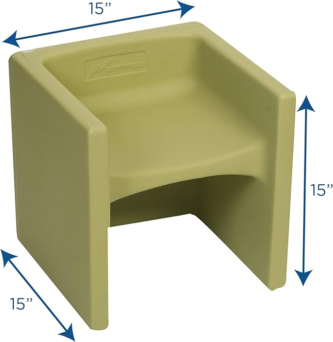 Children's Factory Cube Chair for Kids, Flexible Seating Classroom Furniture for Daycare/Playroom/Homeschool, Indoor/Outdoor Toddler Chair, Fern (CF910-014) - LeafyLoom