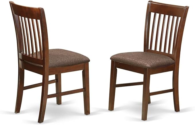 East West Furniture ANNO5-MAH-C 5 Piece Kitchen Set for 4 Includes a Round Room Table with Pedestal and 4 Linen Fabric Upholstered Dining Chairs, 36x36 Inch - LeafyLoom