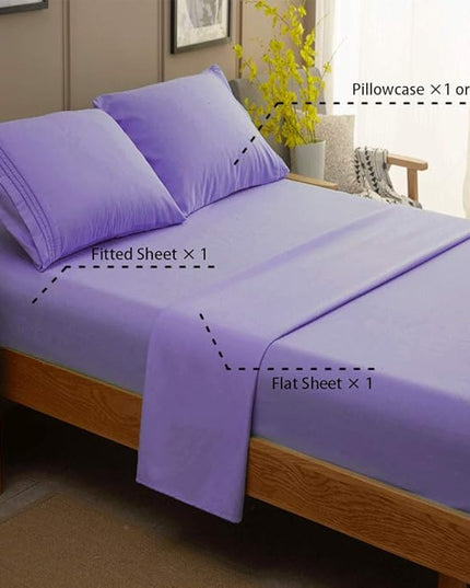 SONORO KATE Bed Sheet Set Super Soft Microfiber 1800 Thread Count Luxury Egyptian Sheets 16-Inch Deep Pocket，Wrinkle-4 Piece (Lavender, Queen) - LeafyLoom