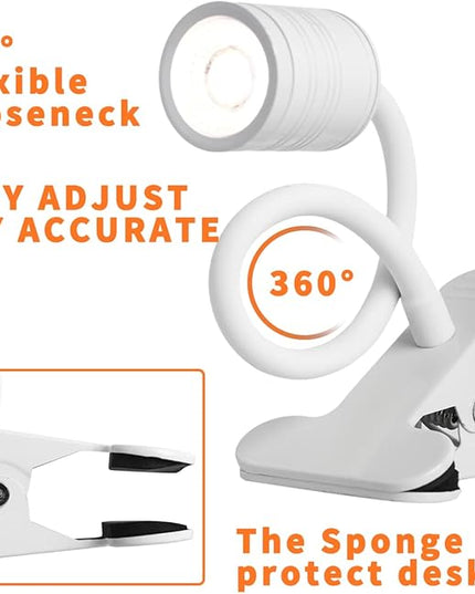 EAGLOD LED 3 Brightness Clamp Light，Portable Clip Light LED Lamp, USB Plug Clip on Desk Lamp,360°Flexible Gooseneck Night Reading Light,Desk/Table Bedside Headboard,Nail Art,Tattoo Lamp - LeafyLoom
