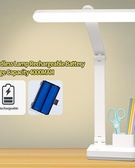 Cordless Desk Table Lamp Reading Light Rechargeable Battery 4000mah, Tall & Large Light 50 LED,Touch 3 Modes,2 Ways Power,Dimmable, Bedroom Bedside Lamp,20 Inch - LeafyLoom