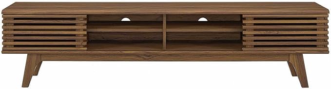 Modway Render 70" Mid-Century Modern Low Profile Media Console TV Stand, 70 Inch, Walnut Walnut - LeafyLoom