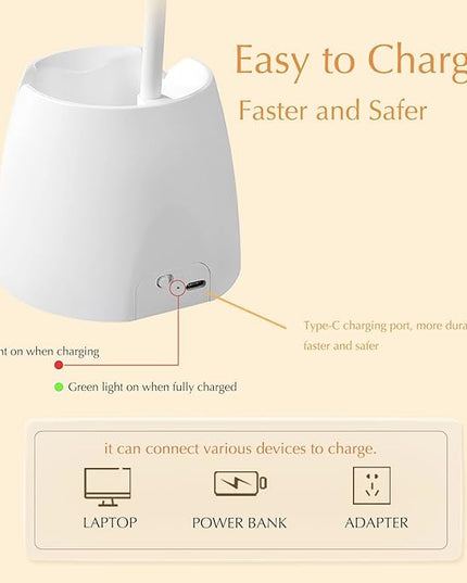 Desk Lamp, Desk Lamps for Home Office, Led Touchable Light, Remote Controlled, Dimmable, 3 Color Modes, Gooseneck, Small White Lamp, Led Table Light, Dorm Lamp, Rechargeable Study Table Lamp - LeafyLoom