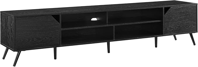 Walker Edison Nora Modern Minimal Open-Shelf Stand for TVs up to 90 Inches, 80 Inch, Black - LeafyLoom