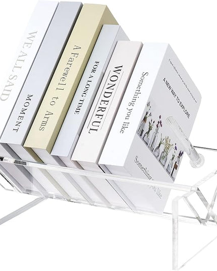 Sumerflos Acrylic Desktop Bookcase, Book Storage Organizer Bookshelves, Clear Mordern Tabletop Storage Rack for Office Home Shelf Display for Cd/Magazine/Book - Clear - LeafyLoom