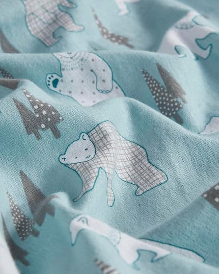Comfort Spaces Novalty Cotton Flannel Breathable Warm Deep Pocket Sheets With Pillow Case Bedding, Full, Blue Polar Bears 4 Piece - LeafyLoom