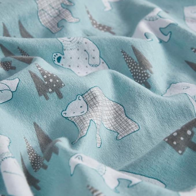 Comfort Spaces Novalty Cotton Flannel Breathable Warm Deep Pocket Sheets With Pillow Case Bedding, Full, Blue Polar Bears 4 Piece - LeafyLoom