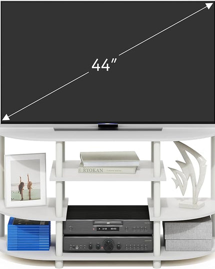 Furinno JAYA TV Entertainment Center, White/White - LeafyLoom