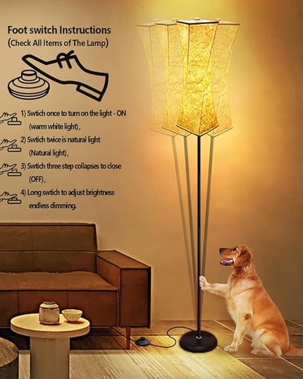 WORLD WIN Floor Lamp for Living Room, Tall Floor Lamp Standing Lamps for Bedrooms, Stepless Dimmable Modern Floor Lamp for Office Kids Room - LeafyLoom