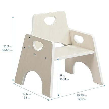 ECR4Kids Stackable Wooden Toddler Chair, 8in, Kids Furniture, White Wash, 2-Pack - LeafyLoom