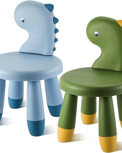 2 Pcs Plastic Dino Chair Sturdy Dinosaur Chairs Lightweight Activity Chairs Ergonomic Design Anti Slip Step Stool for Indoor Outdoor - LeafyLoom