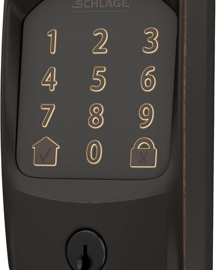 SCHLAGE BE489WB GRW 716 Encode WiFi Deadbolt Smart Lock, Keyless Entry Touchscreen Door Lock with Greenwich Trim, Aged Bronze SchlageLockCompany