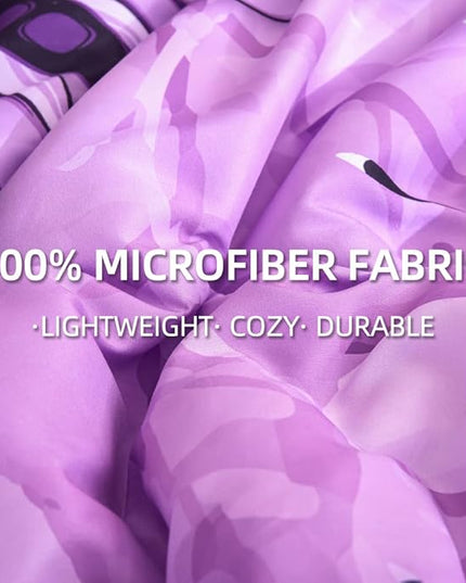 Btargot 3 Piece Purple Butterfly Girls Kids Adults Queen Size Comforter Set, Lightweight Soft All Season Bedding Set with 2 Pillowcases - LeafyLoom