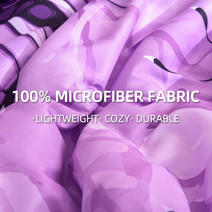 Btargot 3 Piece Purple Butterfly Girls Kids Adults Queen Size Comforter Set, Lightweight Soft All Season Bedding Set with 2 Pillowcases - LeafyLoom