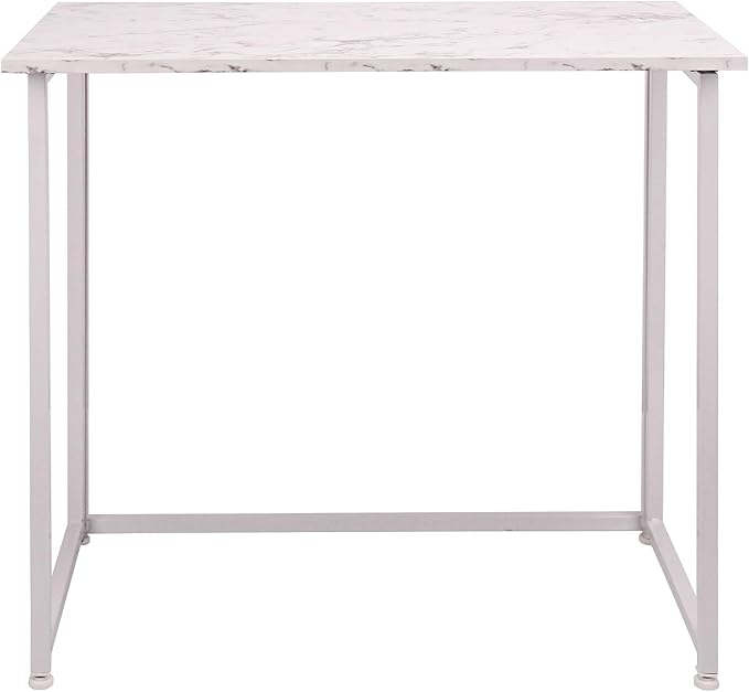 Leopard Outdoor Products Folding Computer Desk for Small Spaces, Space-Saving Home Office Desk, Foldable Computer Table, Laptop Table, Writing Desk, Compact Study Reading Table (Marble White) - LeafyLoom