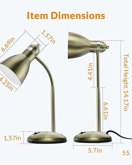 LEPOWER Metal Desk Lamp, Adjustable Goose Neck Table Lamp, Eye-Caring Study Desk Lamps for Bedroom, Study Room and Office (Bronze) - LeafyLoom