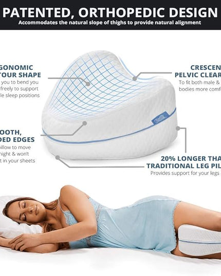 Contour Legacy Leg & Knee Foam Support Pillow - Soothing Relief for Sciatica, Back, Hips, Knees, Joints - As Seen on TV - LeafyLoom