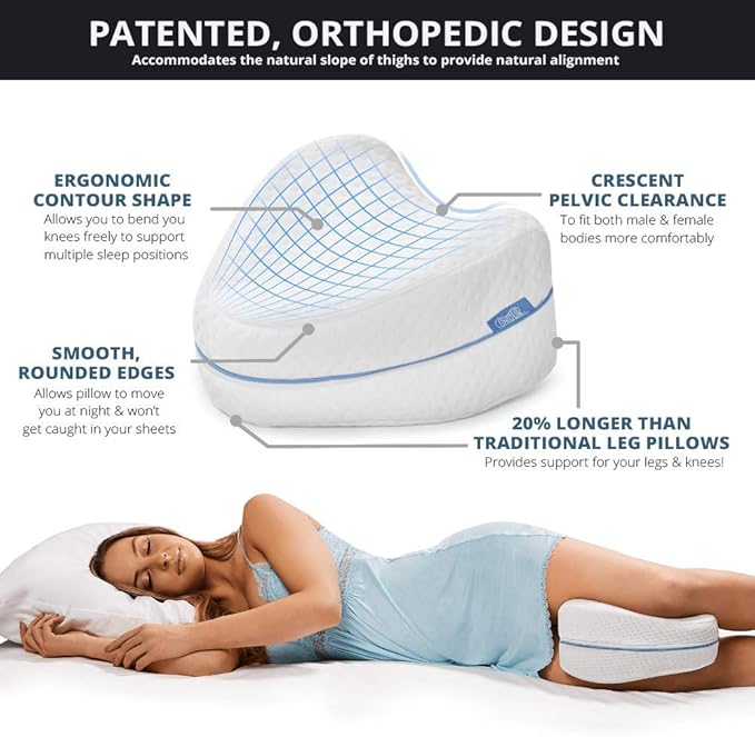 Contour Legacy Leg & Knee Foam Support Pillow - Soothing Relief for Sciatica, Back, Hips, Knees, Joints - As Seen on TV - LeafyLoom