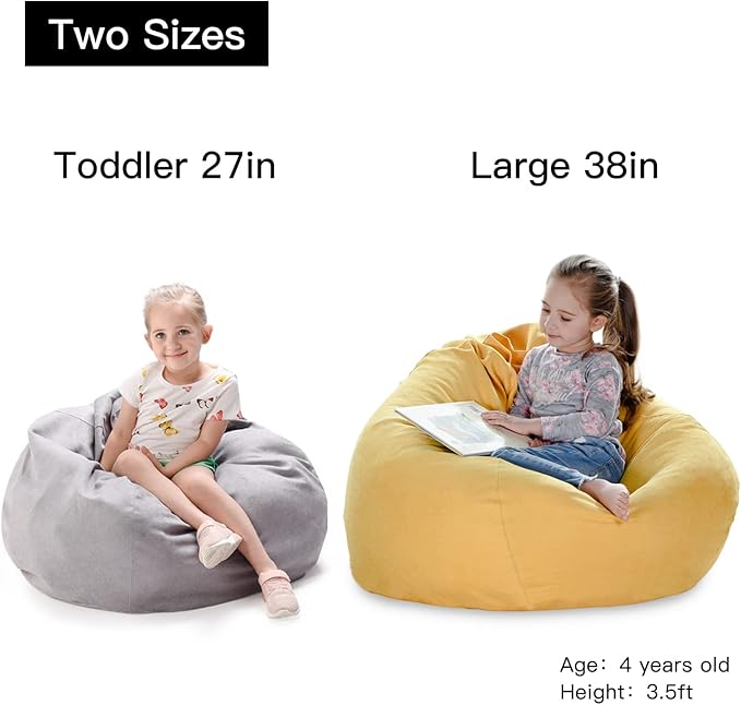 YuppieLife Stuffed Animals Bean Bag Chair Cover Candy-Colored Bean Bag（Just Cover, No Filling）/Extra Large Stuff 'n Sit Organization/Toy Storage Bag/Kids Toys Organizer（38'',Dark Grey） - LeafyLoom
