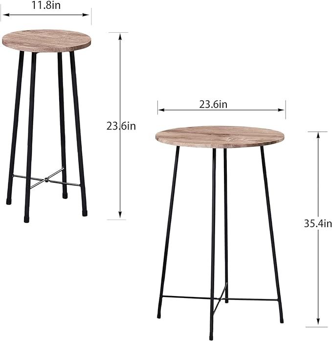 VECELO Small Bar Table and Chairs, Round Bistro Sets with 2 barstools, 3-Piece Pub Dining Furniture, Counter Height Wood Top for Breakfast Dinner Coffee Nap Conference, Easy Assembly,Maple - LeafyLoom