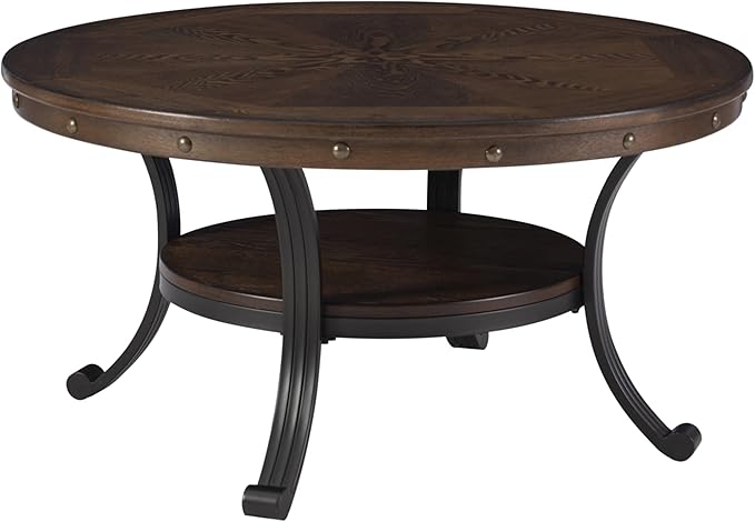 Powell Furniture Franklin Cocktail Table, Small, Multicolor,Brown/Black - LeafyLoom