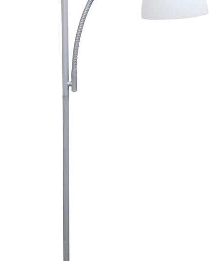 Simple Designs LF2000-SLV Mother-Daughter Floor Lamp with Reading Light, Silver - LeafyLoom