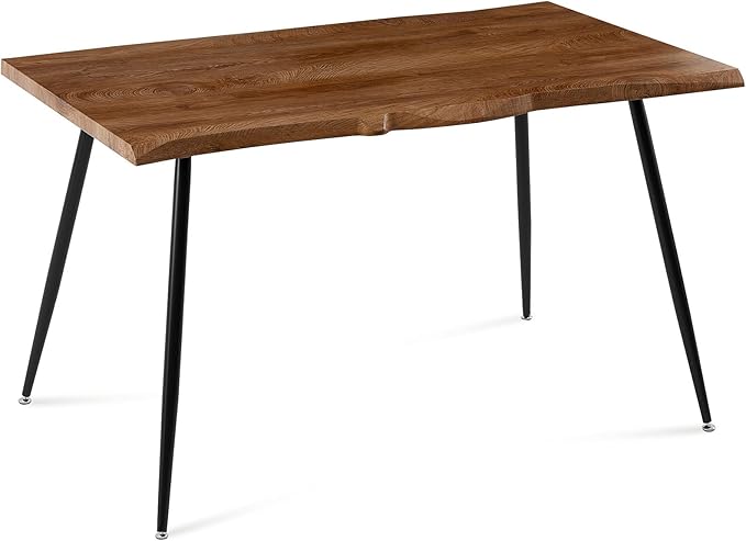 NicBex Dining Table Kitchen Table Farmhouse S Shape Irregular MDF Dining Table Metal Legs Wood Design Table Top Rectangular Dining Table, Easy Assembly, Walnut - LeafyLoom