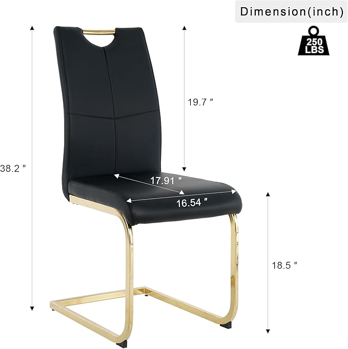 NicBex Haerin-SD-00371-LWJ Dining Chairs, 16.5"x17.9"x38.2", Black and Gold - LeafyLoom