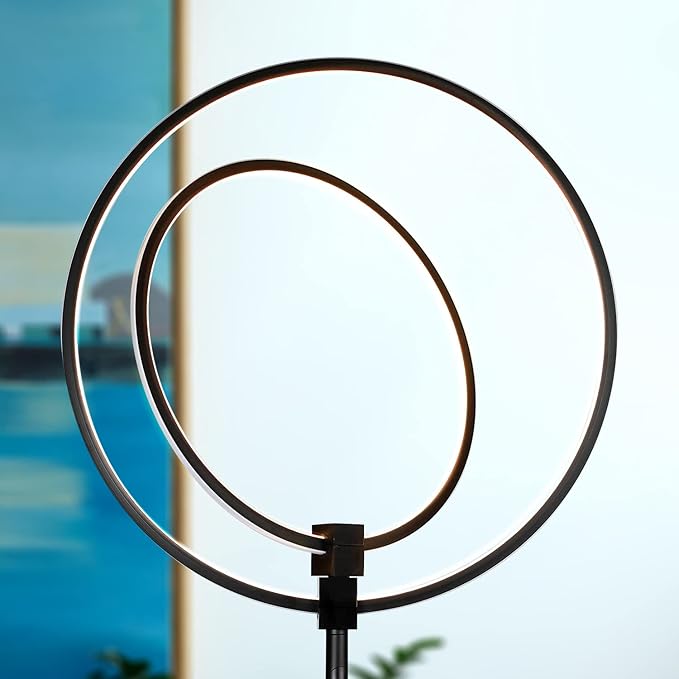 Brightech Eclipse Dimmable LED Floor Lamp, Modern Torchiere Floor Lamp for Living Rooms & Offices – Super Bright Tall Lamp with Dimmable Options for Reading, Standing Lamp Living Room Décor - Black - LeafyLoom