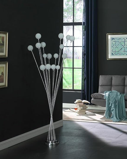 NicBex Floor Lamp,Modern Home Decor Floor Lamp with 16 Frosted White Orb Round Buns Shade,Standing Lamp Tall Lamp,Floor Lamps for Living Room,Bedroom and Office,Reading Light,Easy Assembly,Silver - LeafyLoom