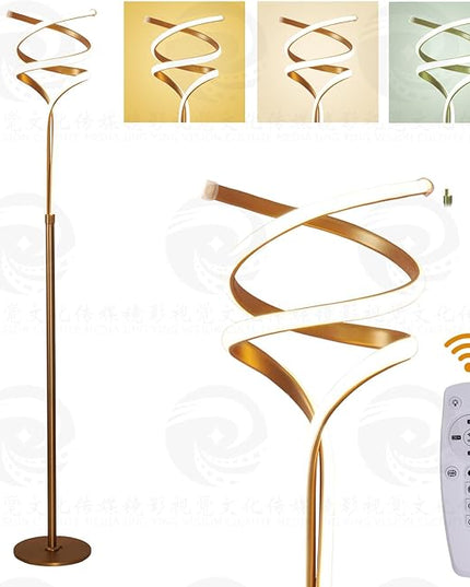 Floor Lamp,LED Modern Floor Lamps for Living Room,2500LM/40W-3-Color/Endless Dimmable Remote Control Standing Lamp,63" Bright Gold Spiral Floor Lamp for Living Room Bedroom Office. - LeafyLoom