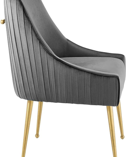 Modway Discern Pleated Back Upholstered Performance Velvet Dining Chair, Gray - LeafyLoom