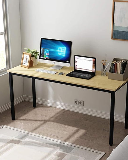 SogesGame Computer Desk, 63 inches Office Desk Computer Table Study Writing Desk Workstation for Home Office, Teak Dining Table - LeafyLoom