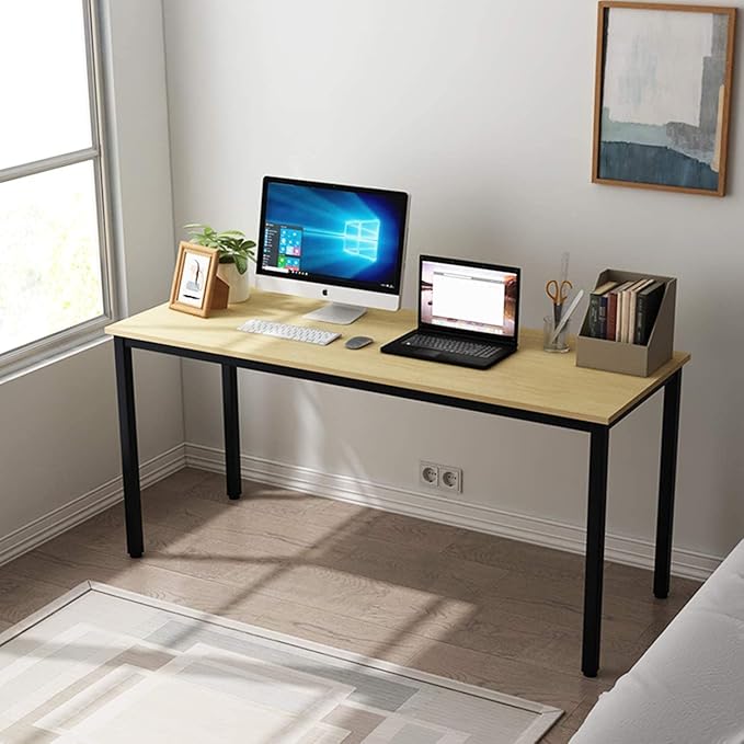 SogesGame Computer Desk, 63 inches Office Desk Computer Table Study Writing Desk Workstation for Home Office, Teak Dining Table - LeafyLoom