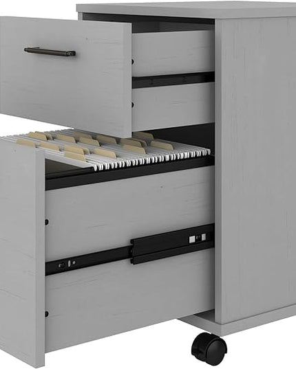 Bush Furniture Key West 2 Drawer Rolling File Cabinet in Cape Cod Gray, Mobile Organization for Home Office, Small Under Desk Storage on Wheels - LeafyLoom
