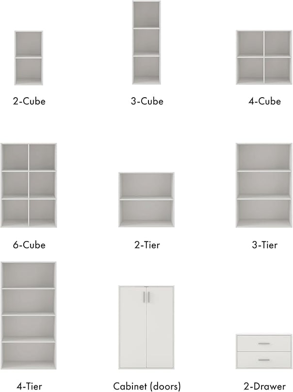 Apexa 6 Cube Storage Organizer Shelves, Stackable Wood Bookcase Fits Cubby Bins for Organization, Dorm Teen Room Decor & Home Office, White - LeafyLoom