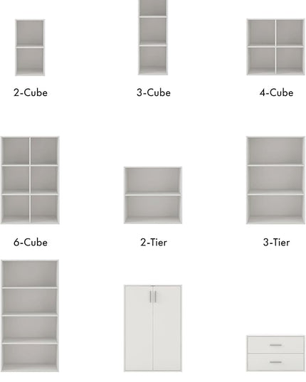 Apexa 4 Cube Storage Organizer Shelves, Stackable Wood Bookcase Fits Cubby Bins for Organization, Dorm Teen Room Decor & Home Office, White - LeafyLoom