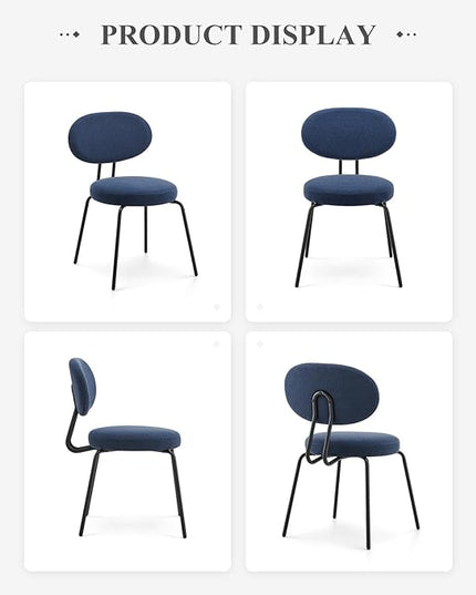 COLAMY Modern Fabric Dining Chairs Set of 4, Mid Centry Upholstered Dining Room Kitchen Chairs with Curved Backrest, Blue - LeafyLoom