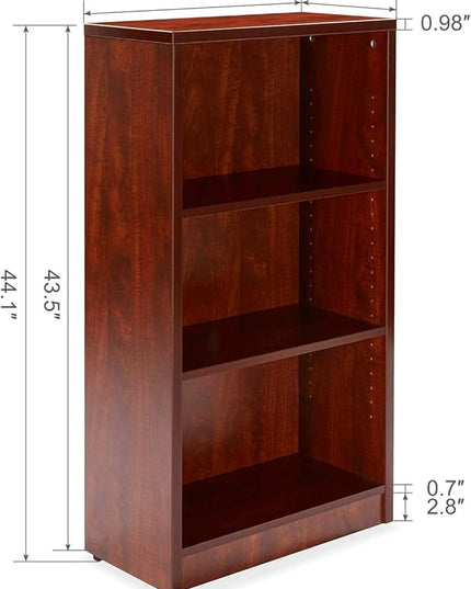 Sunon 3 Shelf Wood Bookcase Freestanding Display Shelf Adjustable Layers Bookshelf for Home Office Library Small Narrow Space (Cherry, 3-Layers) - LeafyLoom