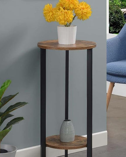Convenience Concepts Graystone 31 inch 2 Tier Plant Stand, Barnwood/Black - LeafyLoom