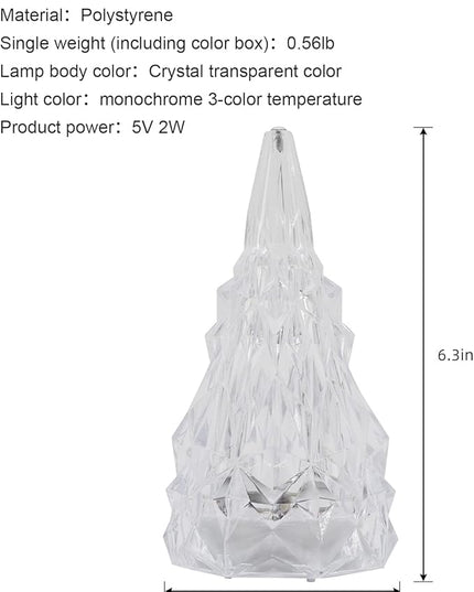 Iceberg Shape Crystal Lamp Table Night Light, Amber Yellow White 3 Colors Touch Control USB Rechargeable Small Bedside Lights Lovely Gifts for Home Bedroom Decor - LeafyLoom