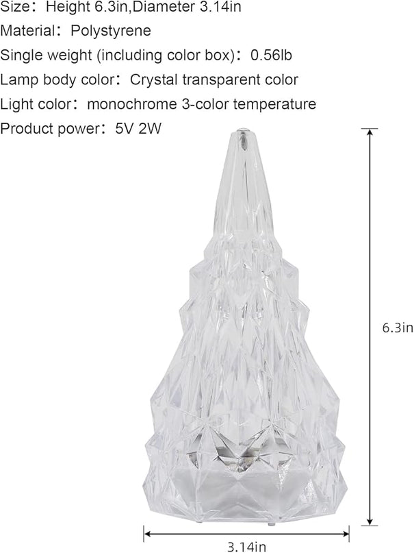 Iceberg Shape Crystal Lamp Table Night Light, Amber Yellow White 3 Colors Touch Control USB Rechargeable Small Bedside Lights Lovely Gifts for Home Bedroom Decor - LeafyLoom