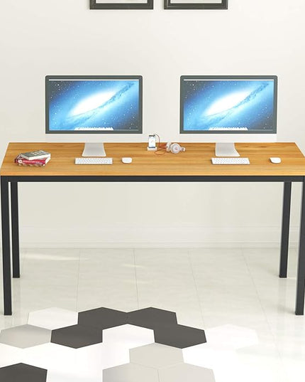 soges 63 Inch Long Computer Desk Home Office Table Writing Desk Study Table Gaming Table Computer WorkstationsTeak GCP2AC3-160TB - LeafyLoom