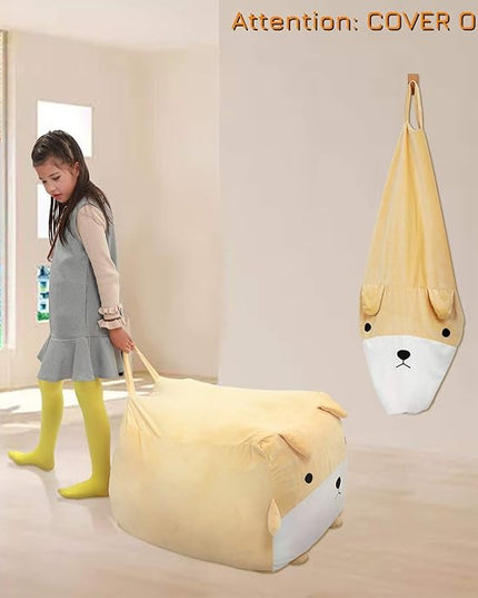 Cute Dog Toy Organizers and Storage for Boys and Girls, Gifts for Kids Bedroom Decor, Stuffed Animal Storage Bean Bag Chair Large Size 22x24 Inch Velvet Extra Soft, Cover ONLY - LeafyLoom