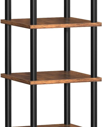 Corner Shelf, Corner Bookcase, Industrial 6-Tier Square Shelf Stand Display Rack,Wall Corner Bookshelf,Tall Shelf Plant Stand for Small Spaces, Living Room, Home Office, Kitchen - LeafyLoom
