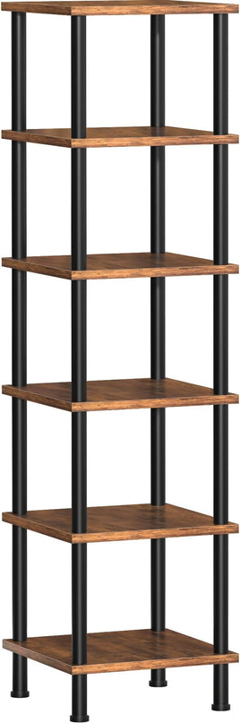 Corner Shelf, Corner Bookcase, Industrial 6-Tier Square Shelf Stand Display Rack,Wall Corner Bookshelf,Tall Shelf Plant Stand for Small Spaces, Living Room, Home Office, Kitchen - LeafyLoom