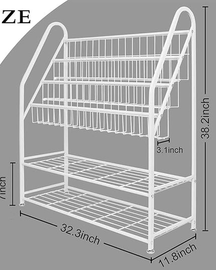 aboxoo Metal Kids Bookshelf Freestanding Bookcase for Children Room 32 in Large Toy Organizer Modern MinimalistWhite Stable Metel Bookstore Bedroom, Living, Library Book Unit Storage - LeafyLoom
