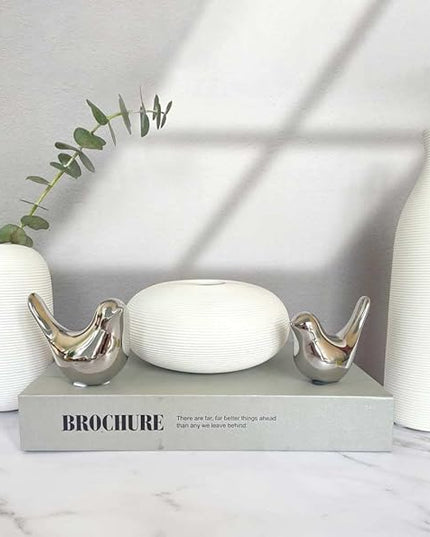 Cute Bedroom Decor Birds, Silver Cute Home Decor, Small Table Decor Items, Modern Silver Cute Decor for Living Room Shelf Bookshelf Table Top - LeafyLoom